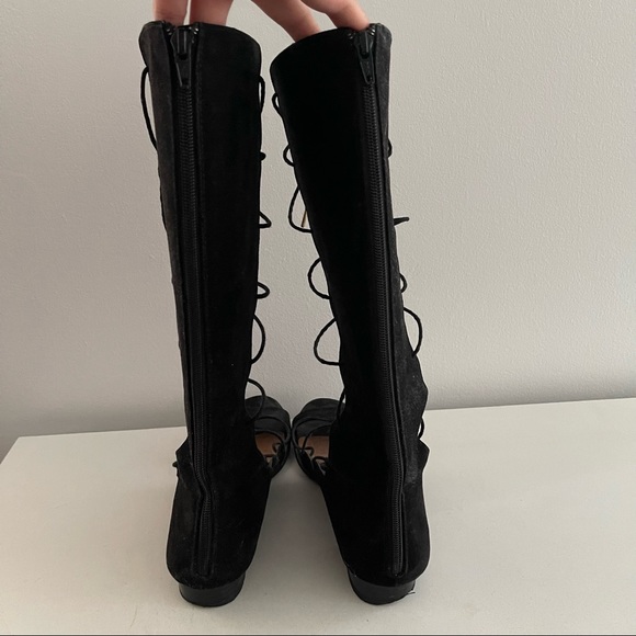 H&M Knee high lace up black suede gladiators - Picture 3 of 11